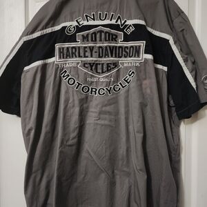 Harley-Davidson Gray and Black Casual Button Down Shirt